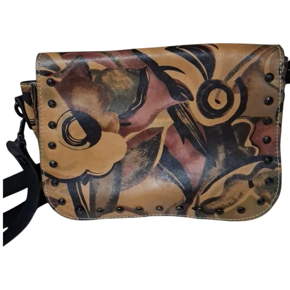 Patricia Nash Italian Leather Floral Flap Crossbody Bag - Picture 1 of 8